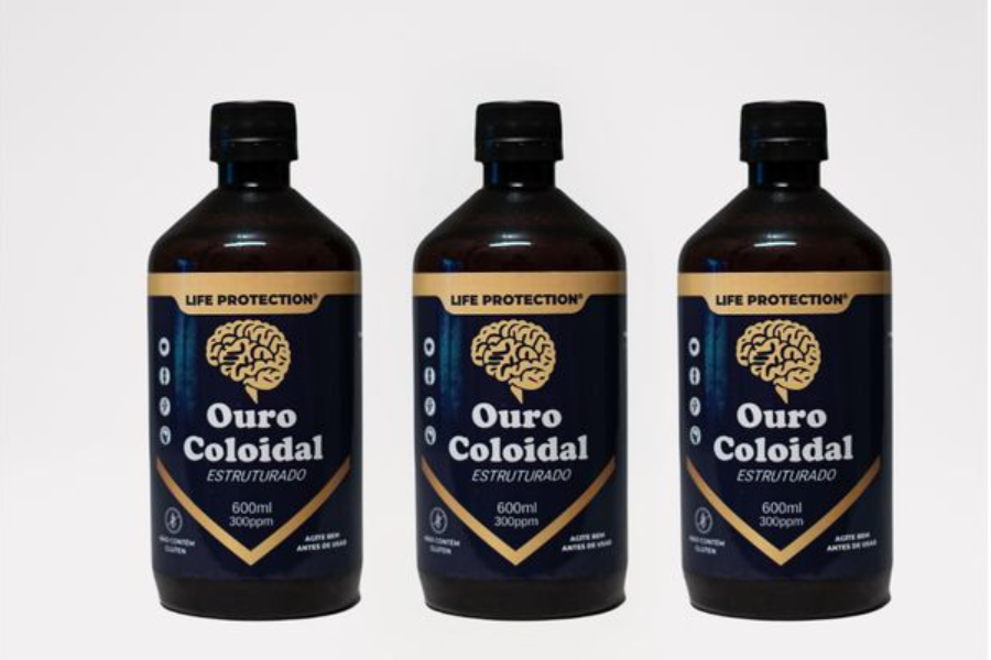 Três frascos de Ouro Coloidal Estruturado 600ml 300PPM